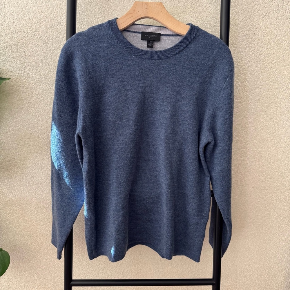 MAGASCHONI‎ MAN Navy Merino Wool Sweater Size Large